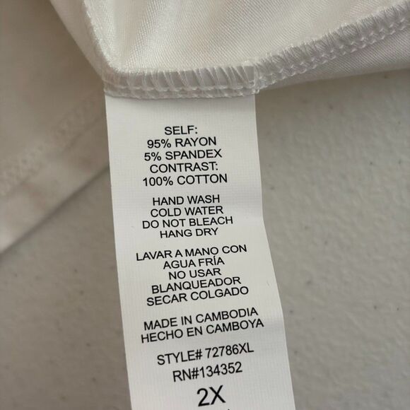 Ambiance T-Shirt Women's 2X Ivory Cream V-Neck Short Sleeve Boho Casual Shirt - Picture 8 of 9